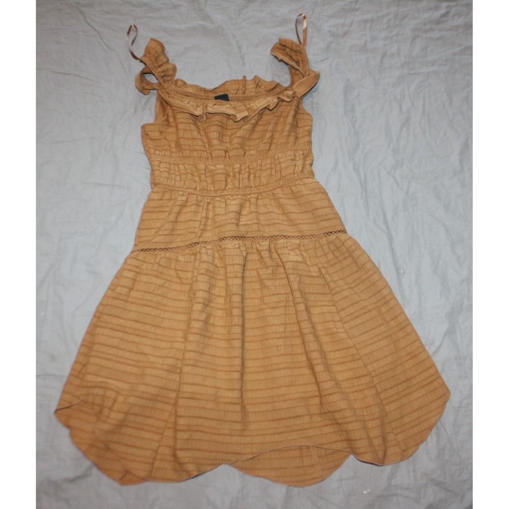 Wild Fable Womens Dress Skater Ruffle Tiered Sleveeless Cognac Size L NEW